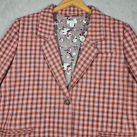 Sundance Blazer Womens XL The Lisa Wool Jacket Pink Plaid Academia Preppy Office - Picture 2 of 11